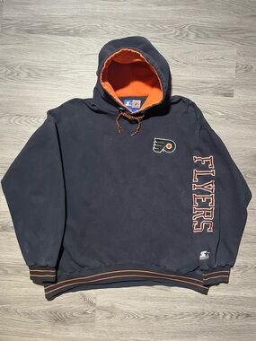 90s STARTER vintage Philadelphia Flyers NHL logo embroidered hoodie men’s XL
